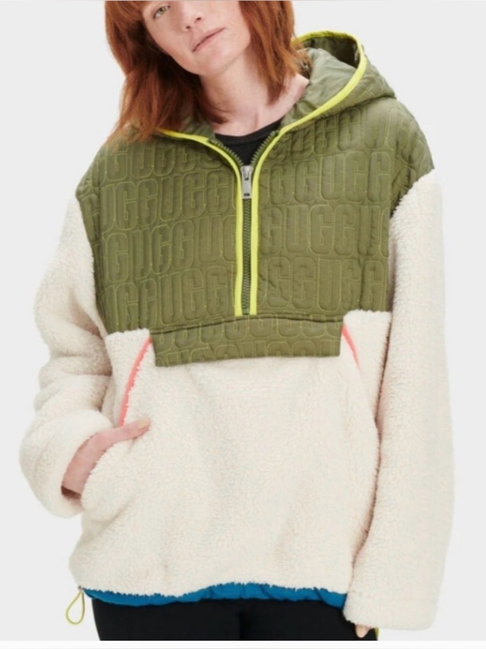 UGG Iggy Sherpa Cream Hooded Pullover Sweatshirt